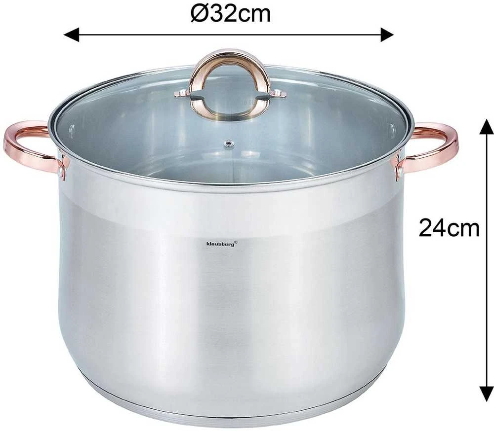 Plieninis puodas su dangčiu, 18,7 l, 32 cm skersmuo, Klausberg, kb-7797