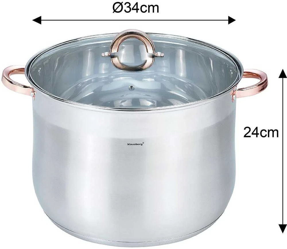 Plieninis puodas su dangčiu, 22,4 l, 34 cm skersmuo, Klausberg, kb-7798