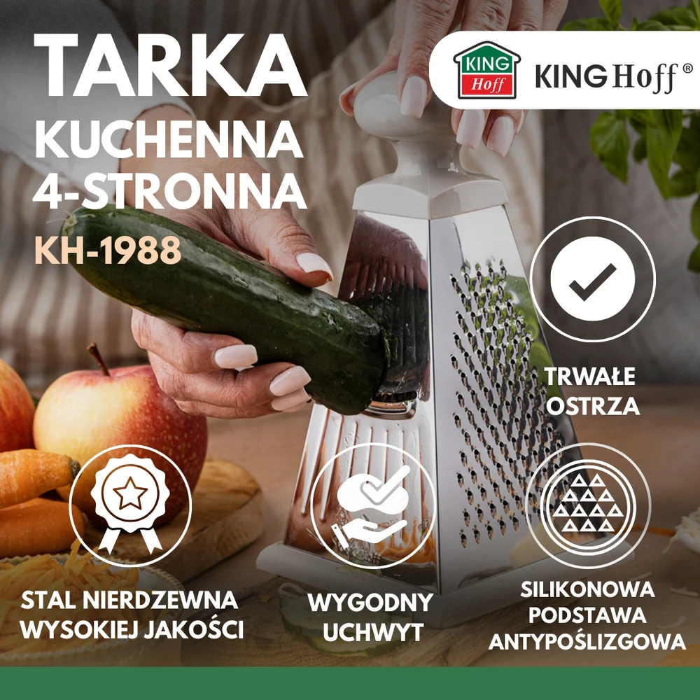 King Hoff Daržovių tarka, 4 pusių, nerūdijančio plieno, „Kinghoff“, kh-1988