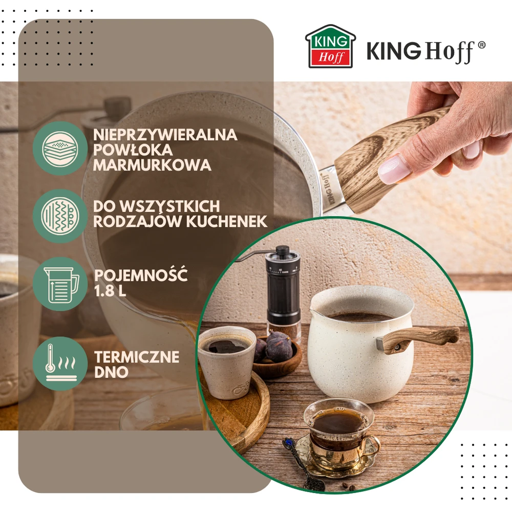 King Hoff Tygielekcezve Turkiškas kavos virimo aparatas/cezve 1,8 l marmurinis, kinghoff kh-1982