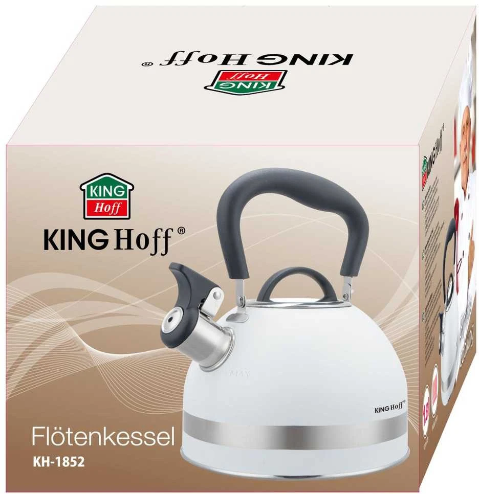 King Hoff Švilpiantis virdulys, 1,8 l, nerūdijančio plieno, baltas, kinghoff, kh-1852