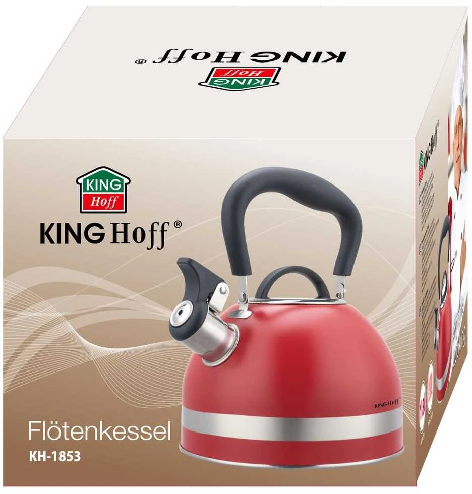King Hoff Švilpiantis virdulys, 1,8 l, nerūdijančio plieno, raudonas, kinghoff, kh-1853