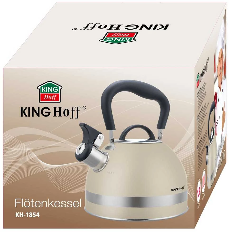 King Hoff Švilpiantis virdulys, 1,8 l, nerūdijančio plieno, smėlio spalvos, kinghoff, kh-1854