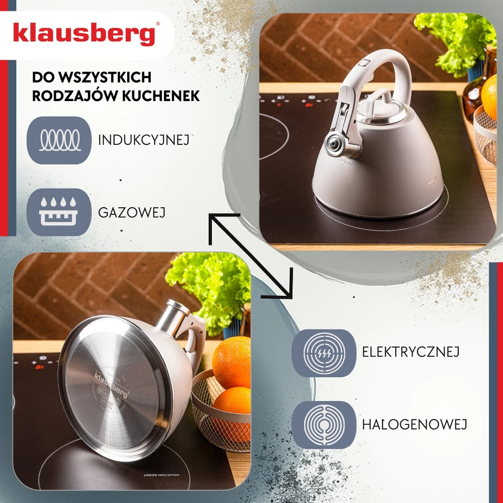Virdulys, Plieninis virdulys 2,5 l, pilkas, Klausberg kb-7953