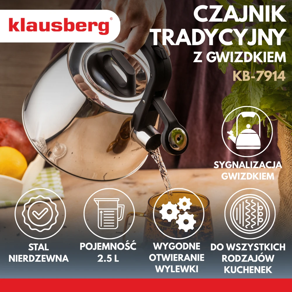 Virdulys tradycyjny 2,5l sidabrinė klausberg