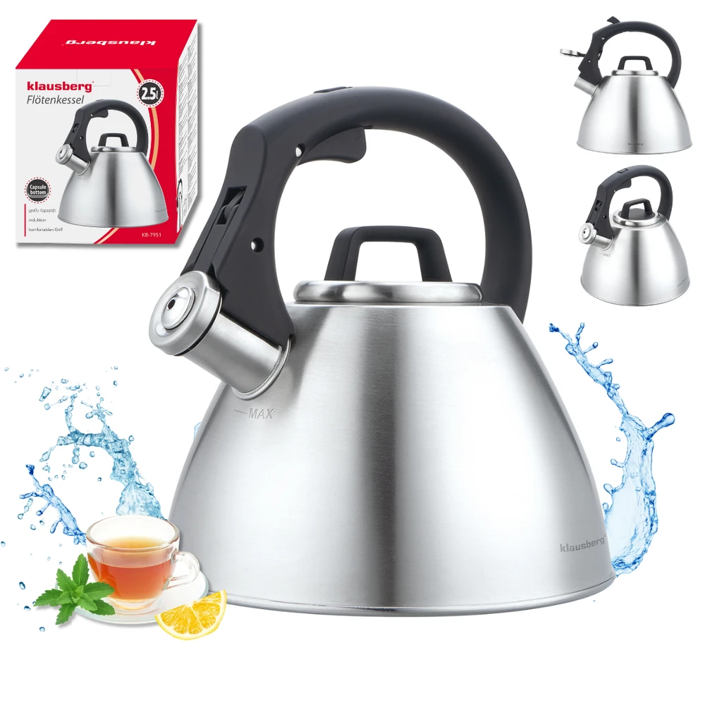 Virdulys, 2,5 l plieno virdulys su švilpuku ir minkšta rankena, Klausberg kb-7951