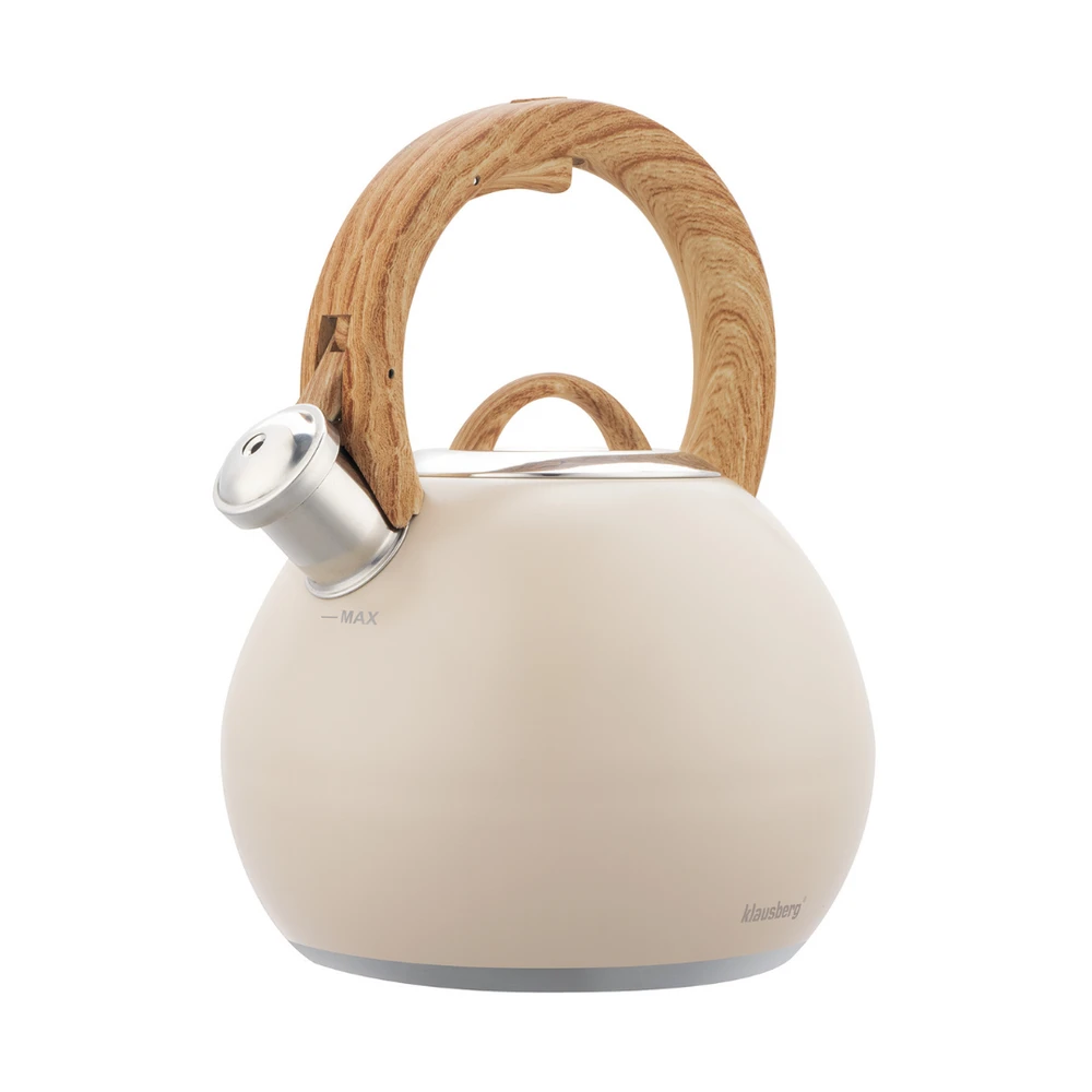 Virdulys, Plieninis virdulys 3 l, matinės smėlio spalvos, su medžio imitacijos rankena, Klausberg kb-7956