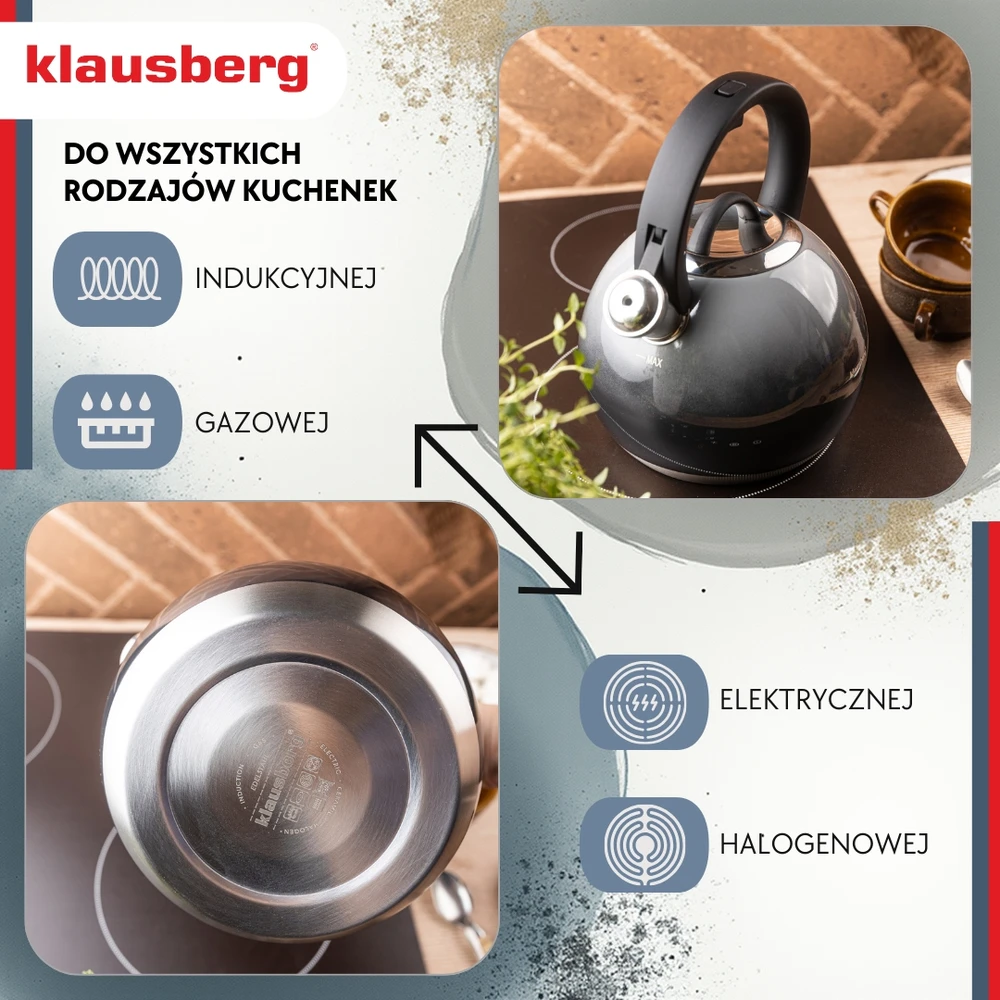 Virdulys, Plieninis virdulys 3 l grafito blizgesio, klausberg KB-7955