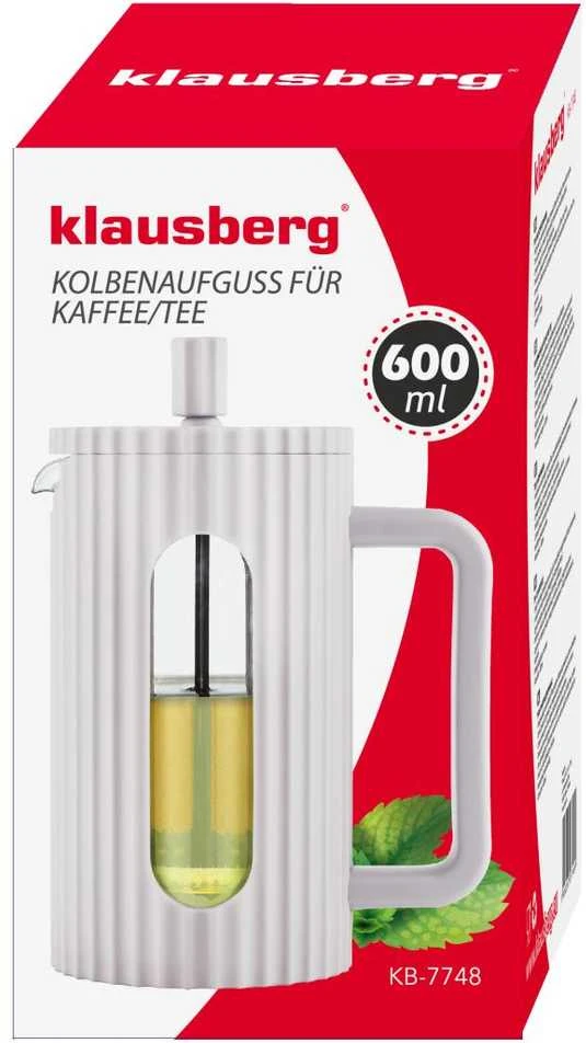 Klausberg Zaparzacz Kavos/arbatos virimo aparatas su presu, talpa 0,60 l, šviesiai pilkas kb7748