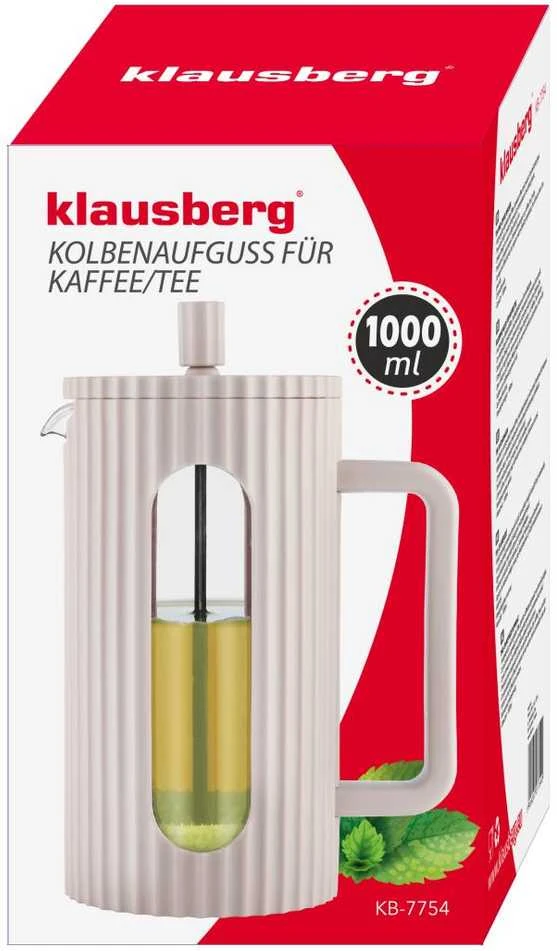 Klausberg Kavos/arbatos virimo aparatas su presu, talpa 1 l, šviesiai rožinis, kb7754