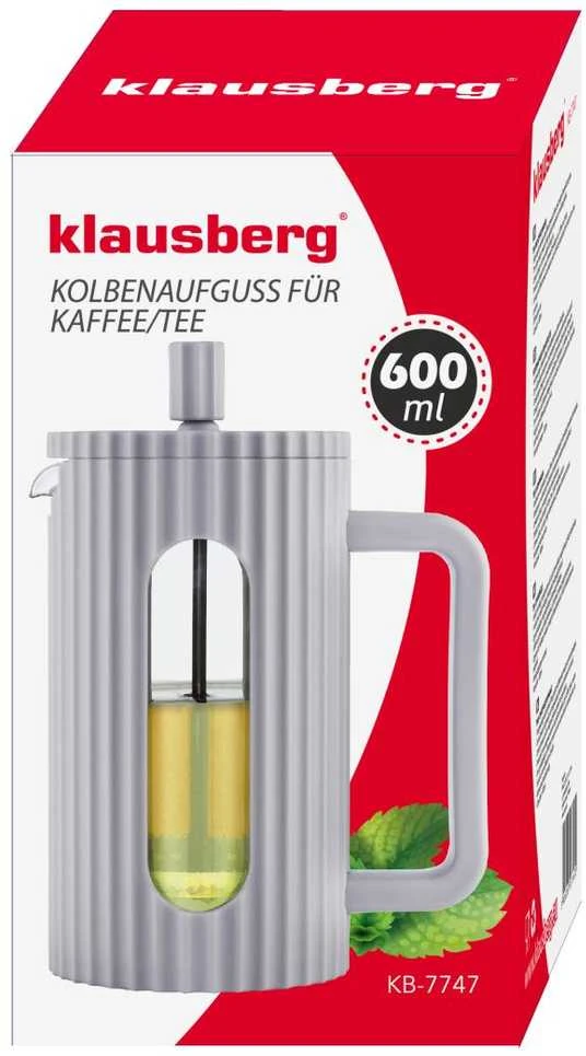 Klausberg Zaparzacz Kavos/arbatos virimo aparatas su presu, talpa 0,60 l, pilkos spalvos kb7747