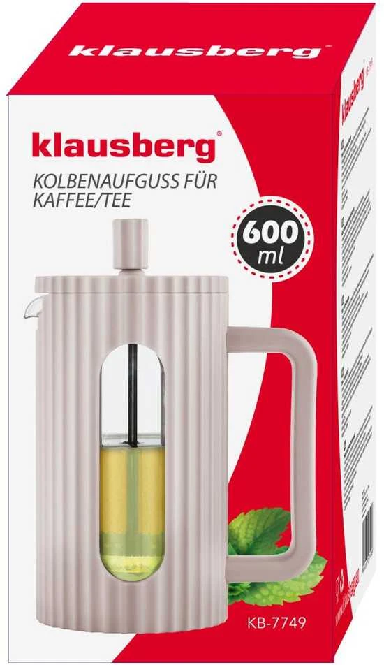 Klausberg Zaparzacz Kavos/arbatos virimo aparatas su presu, talpa 0,60 l, šviesiai rožinis kb7749