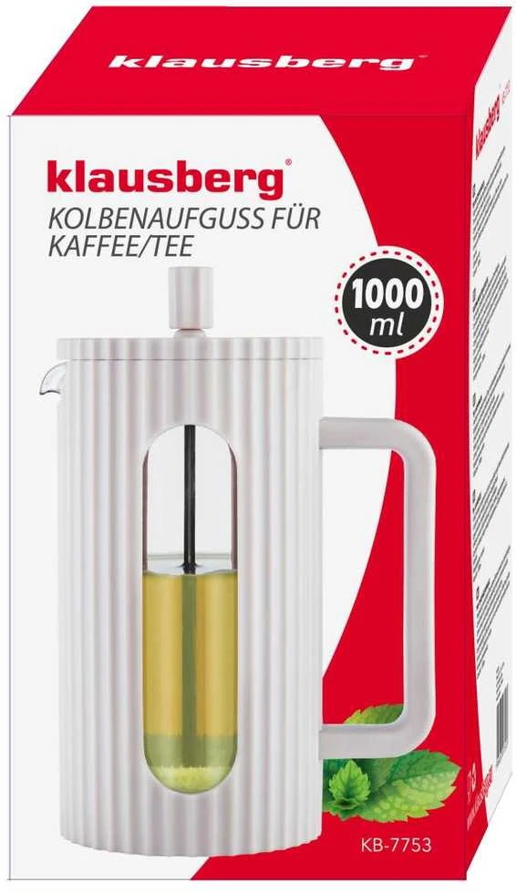 Klausberg Kavos/arbatos virimo aparatas su presu, talpa 1 l, šviesiai pilkas, kb7753