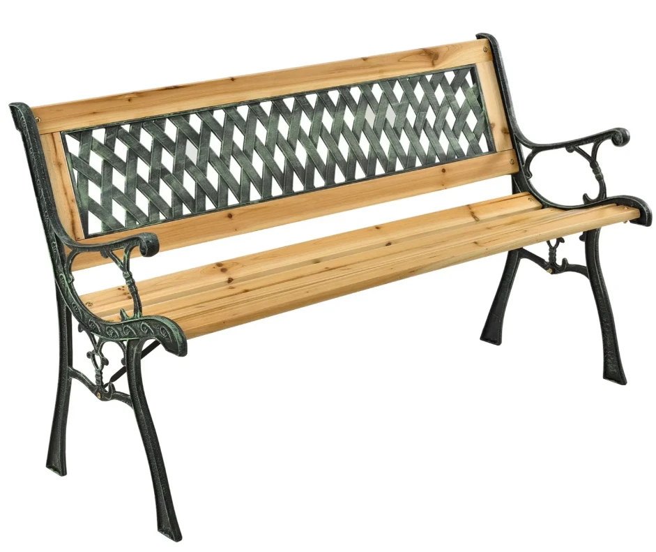 Sodas suoliukas Lean iš tuopos medienos ir metalo, 125 cm