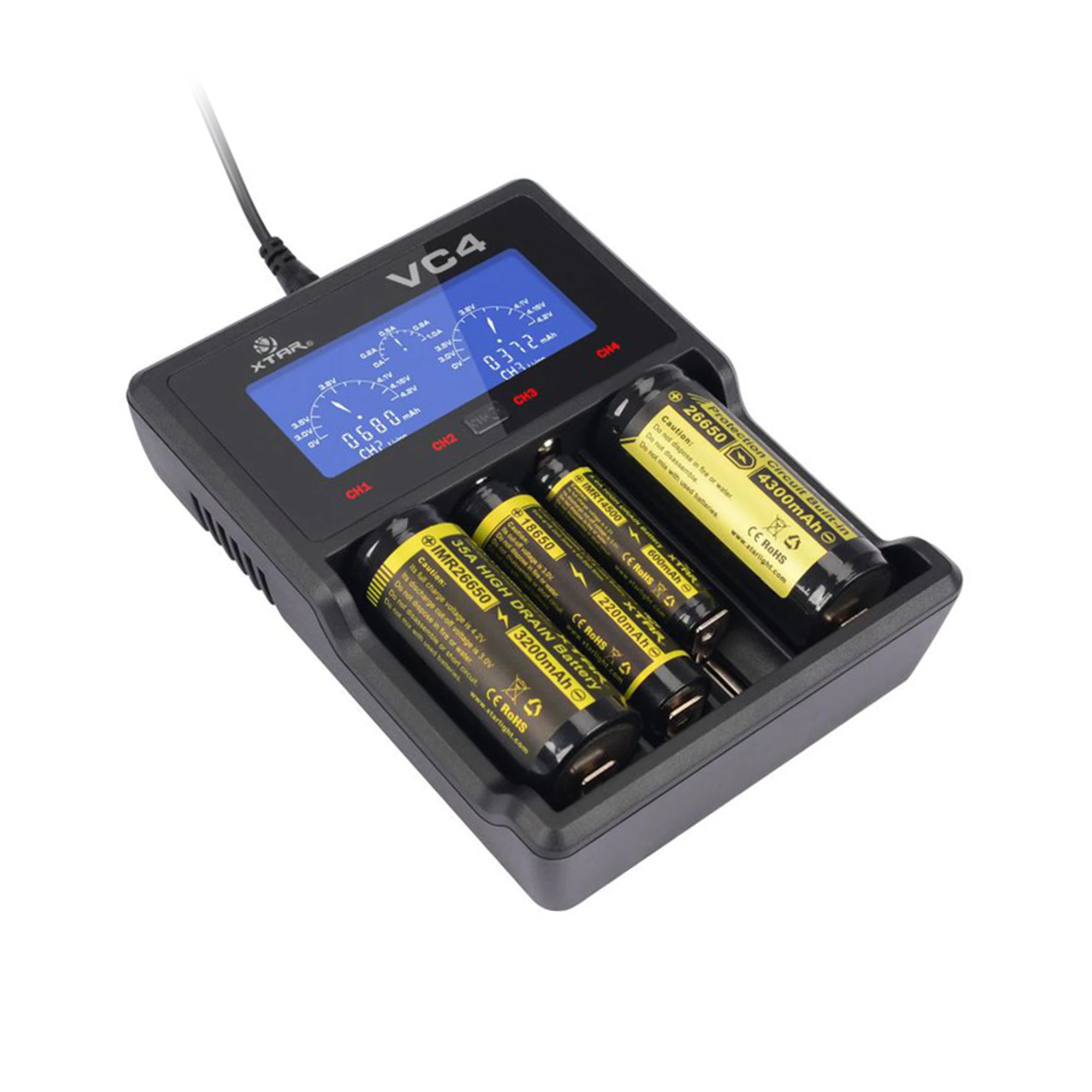 Baterijų įkroviklis XTAR VC4 18650 AA AAA elementam ni-MH li-ion 4 vietų 