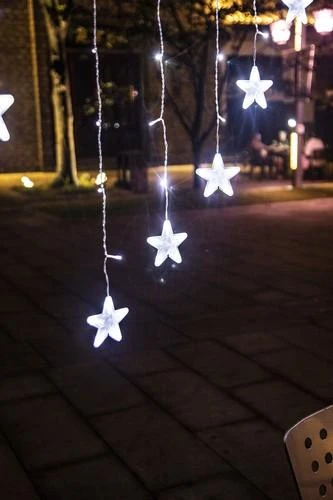 Iso Trade 136LED USB girlianda užuolaida žvaigždės šaltai balta