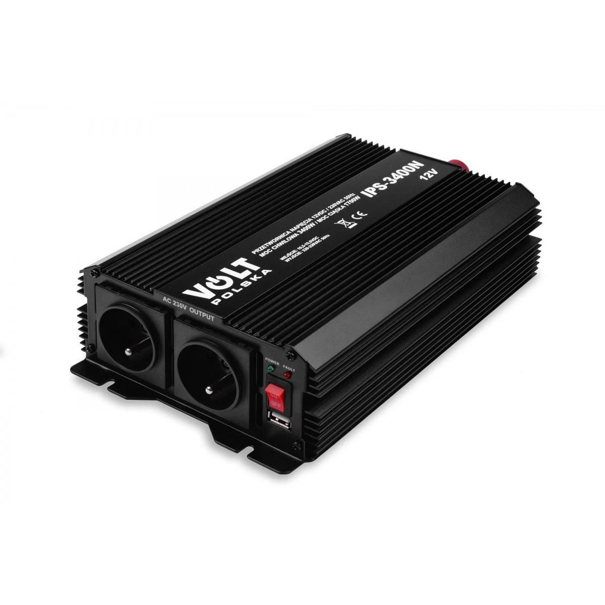 Volt Polska įtampos keitiklis IPS-3400N su dviem 230V lizdais