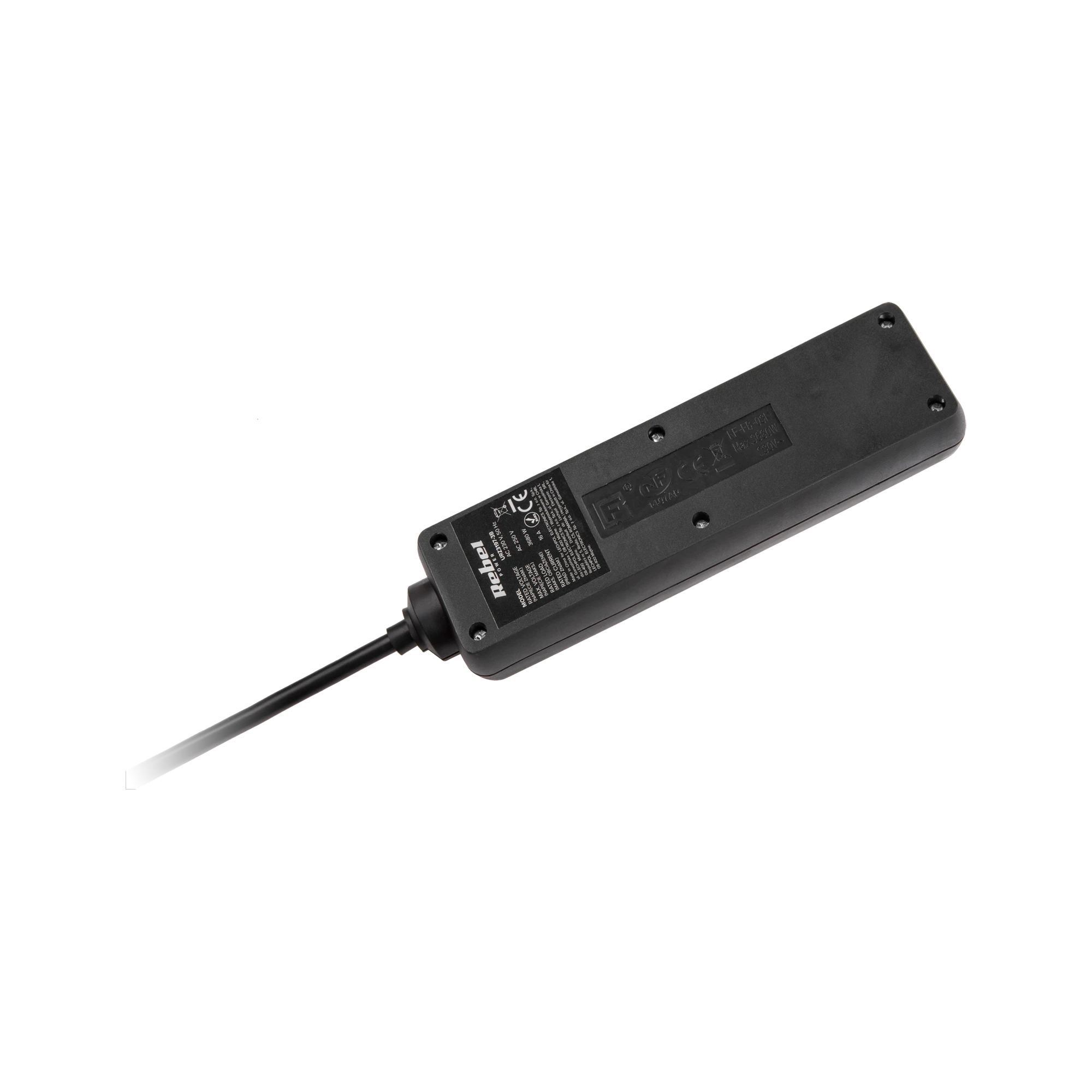 Juodas Rebel ilgintuvas su jungikliu 3 lizdai - 5m (1.5mm)