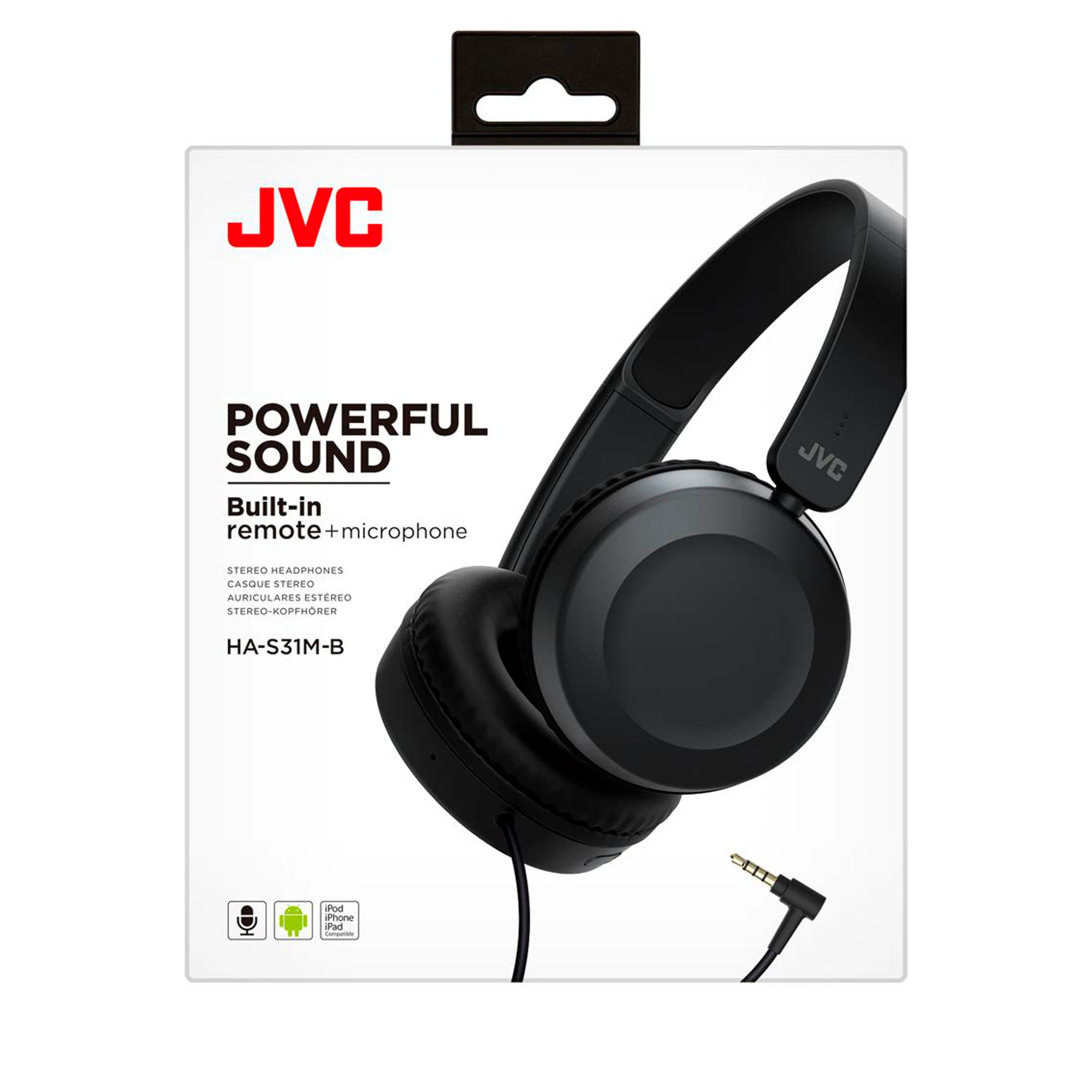 Ausinės JVC HA-S31M-B (on-ear, YES, juodos spalvos