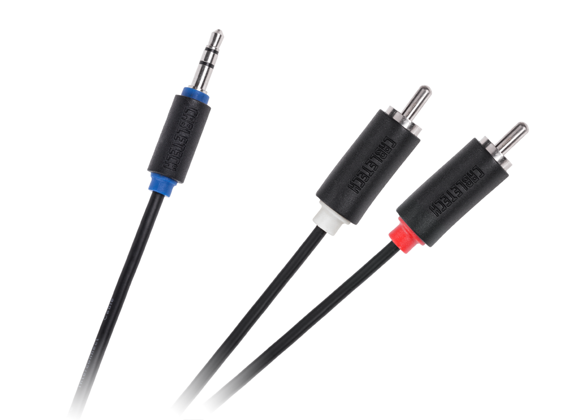 Cabletech kabelis 3.5 AUX - 2xRCA 1m
