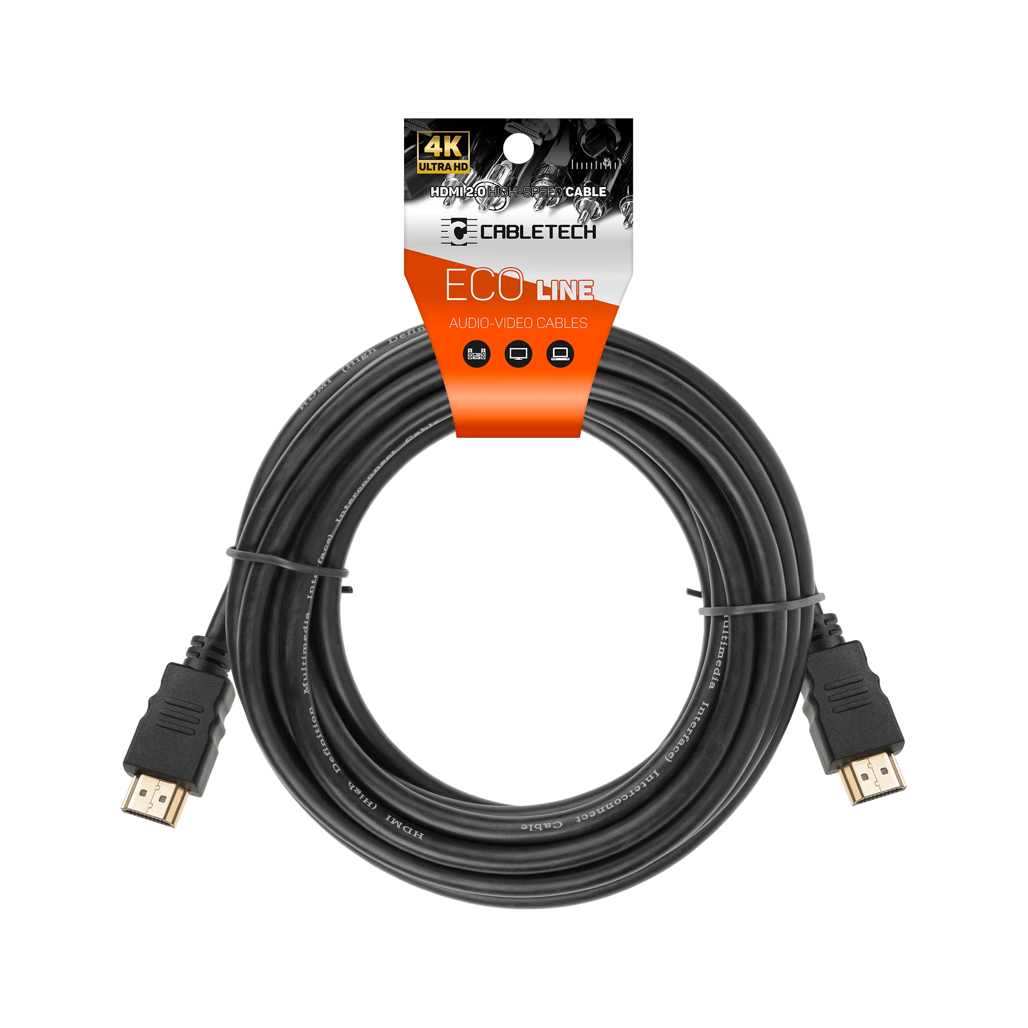 Juodas 10m HDMI laidas su 4K palaikymo pakuote