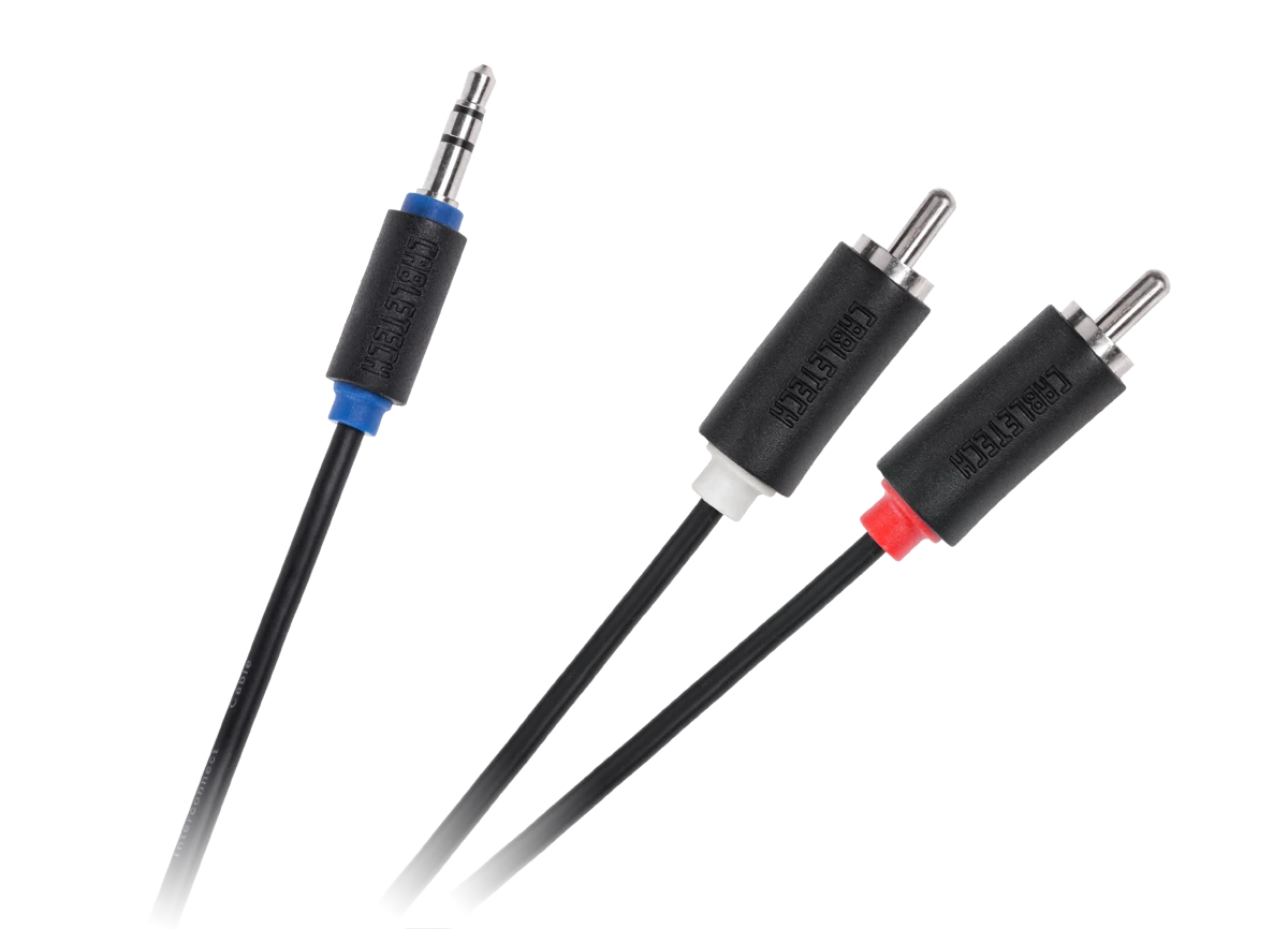 Cabletech AUX į 2 RCA laidas su spalvotomis jungtimis