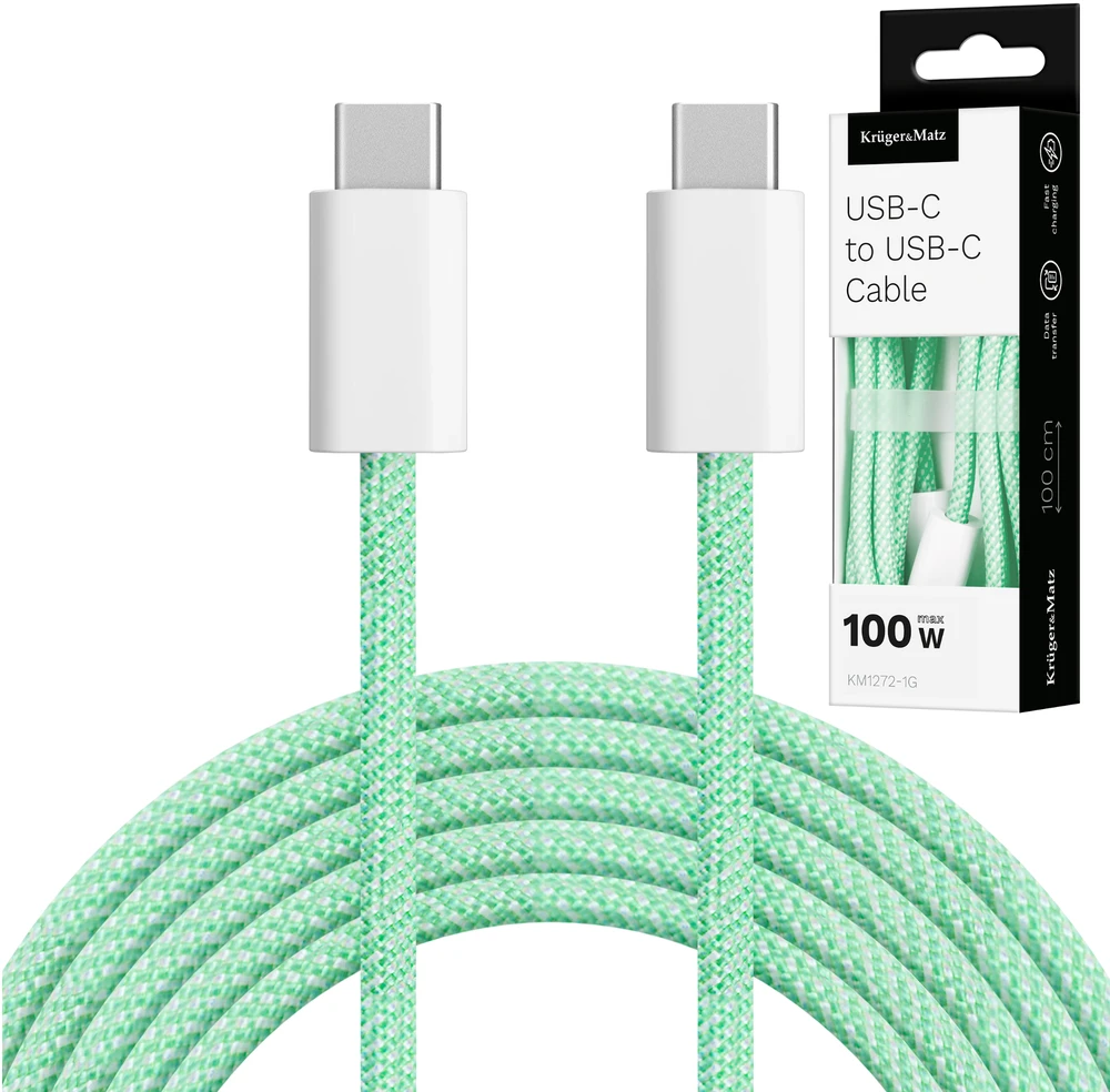 C tipo USB – C tipo USB kabelis 100 W, 1 m Žalias Kruger & Matz Basic