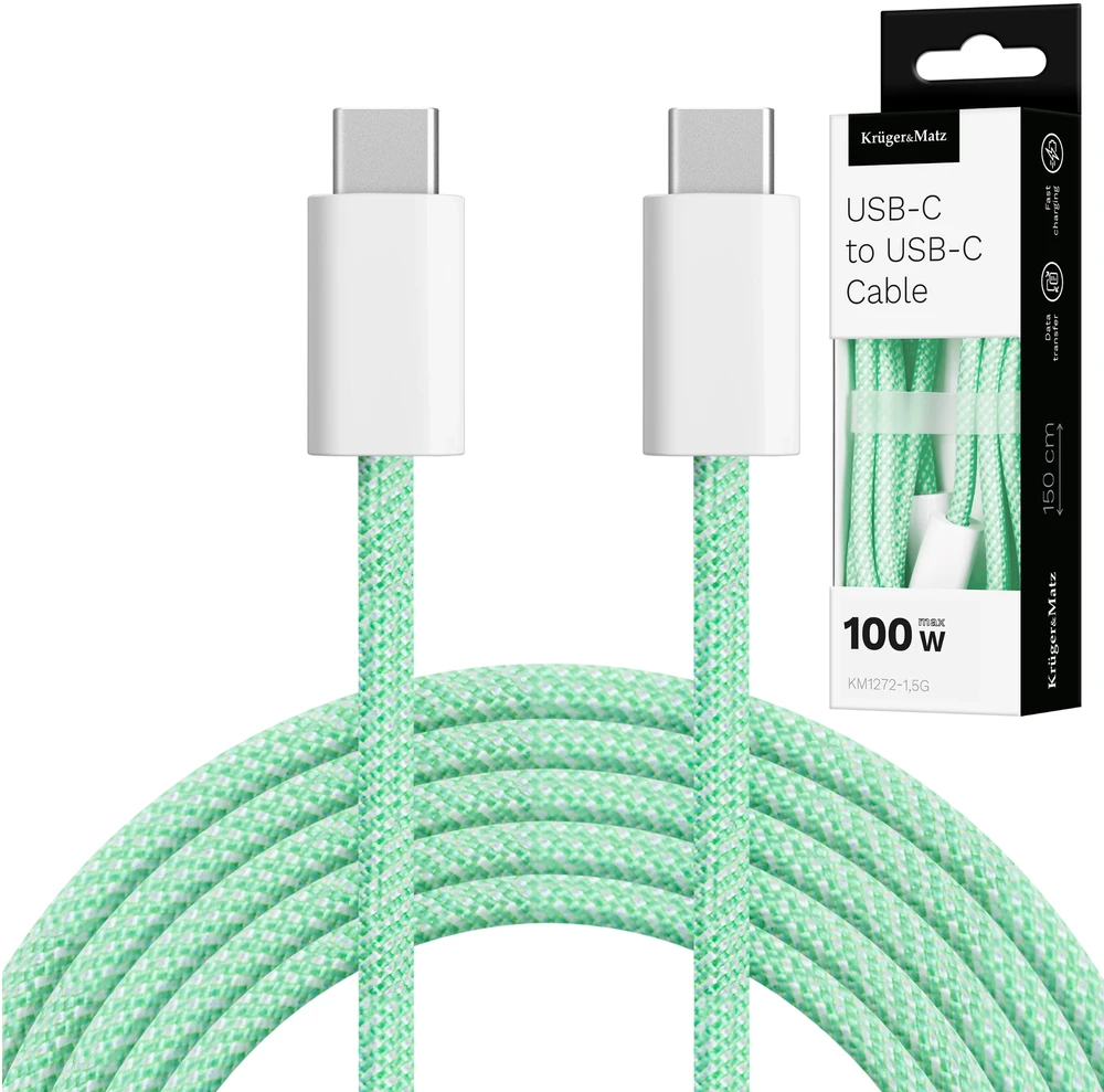 C tipo USB – C tipo USB kabelis 100 W 1.5 m Žalias Kruger & Matz Basic