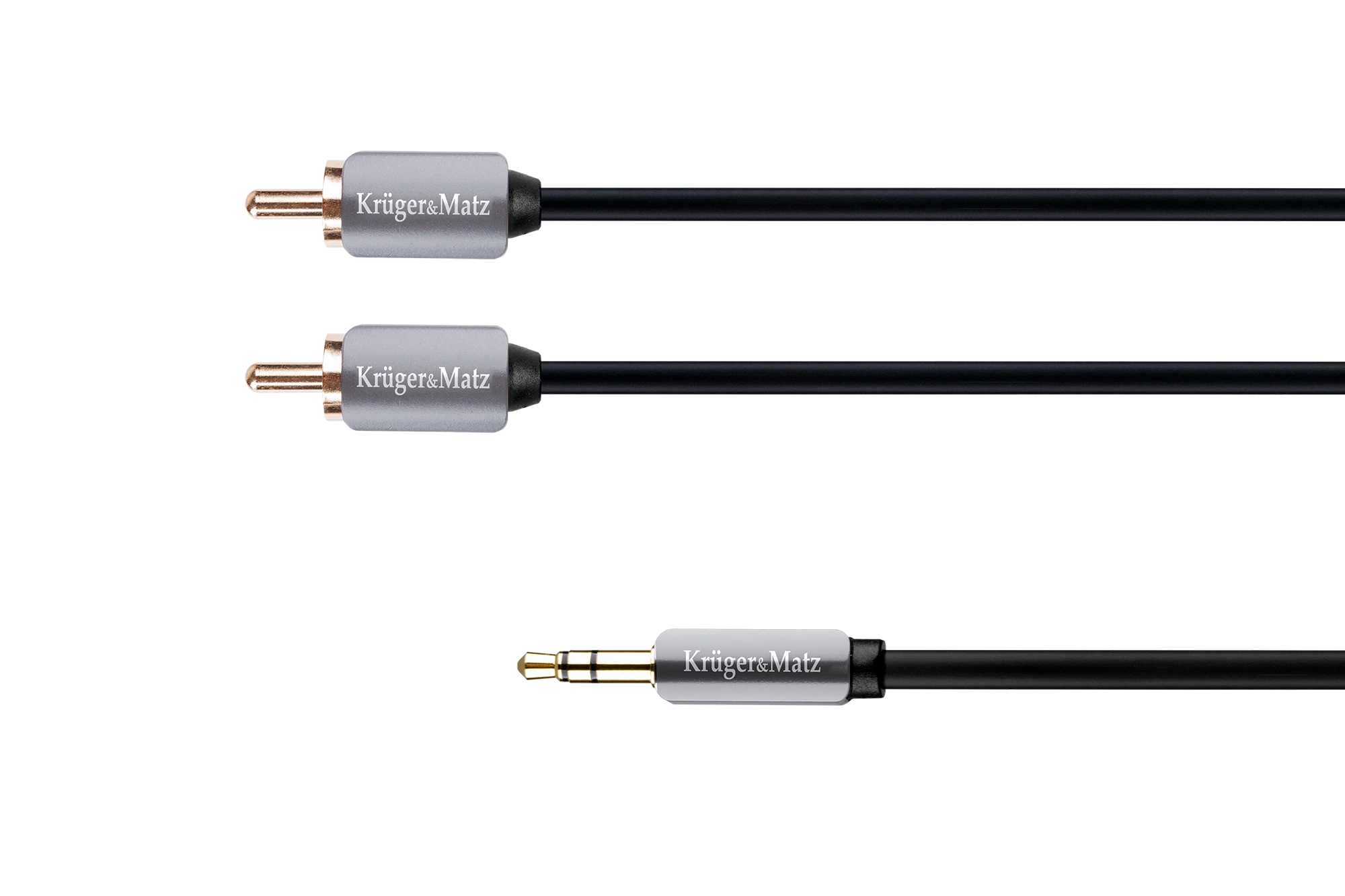 Kruger & Matz AUX 3.5mm - 2x RCA kabelis 1.8m Juodas