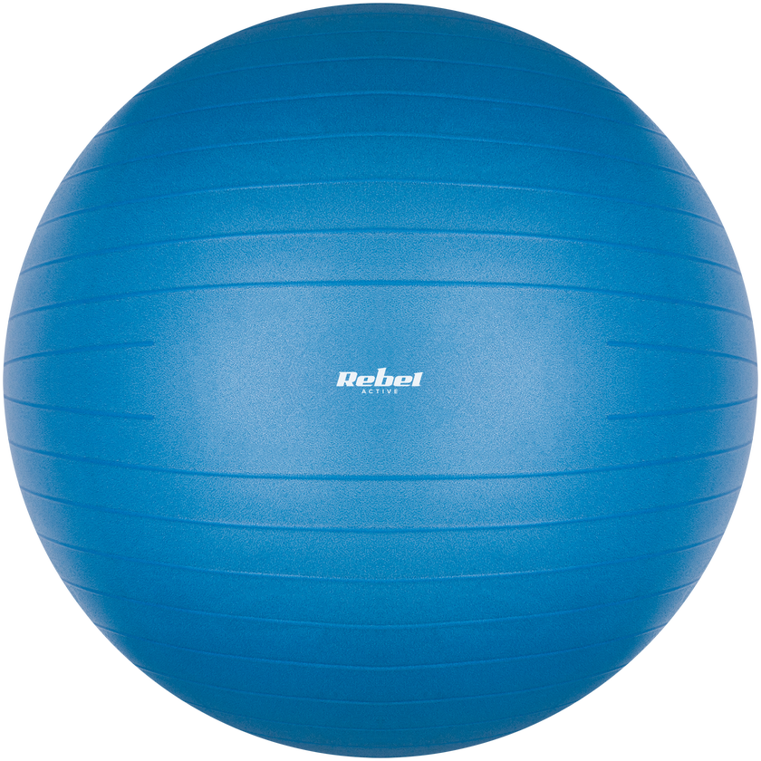 Reabilitacinis gimnastikos kamuolys 75 cm su rankine pompa, mėlynas, REBEL ACTIVE