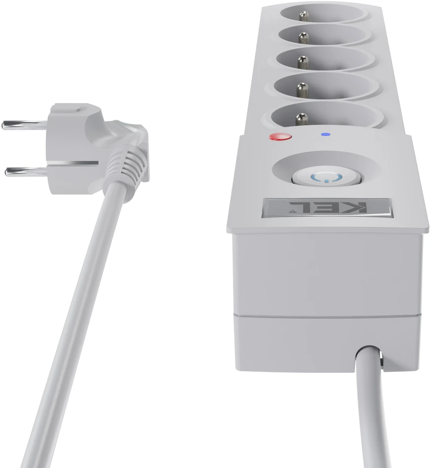 KEL Plastrol Przedłużacz przeciwprzepięciowy professional 5 gniazd 5m 10A 230V 2300W pilka W-100036
