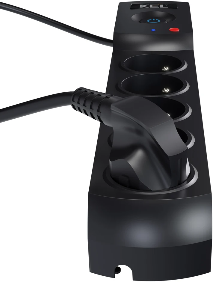 KEL Plastrol Listwa zasilająca przeciwprzepięciowa 5-gniazd 3M juoda 10A 2300W W-100038