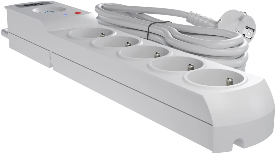 KEL Plastrol Przedłużacz przeciwprzepięciowy professional 5 gniazd 5m 10A 230V 2300W pilka W-100036
