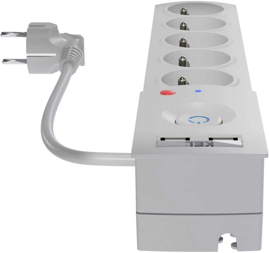 KEL Listwa zasilająca su bezpiecznikiem i układem przeciwprzepięciowym professional, 5 gniazd, 2 porty usb, ilgis 5m, 10a, 230v, 2300w, pilka