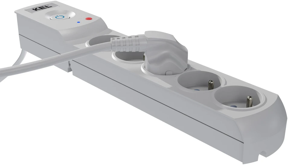 KEL Listwa zasilająca su bezpiecznikiem i układem przeciwprzepięciowym professional, 5 gniazd, ilgis 1,5m, 10a, 230v, 2300w, pilka