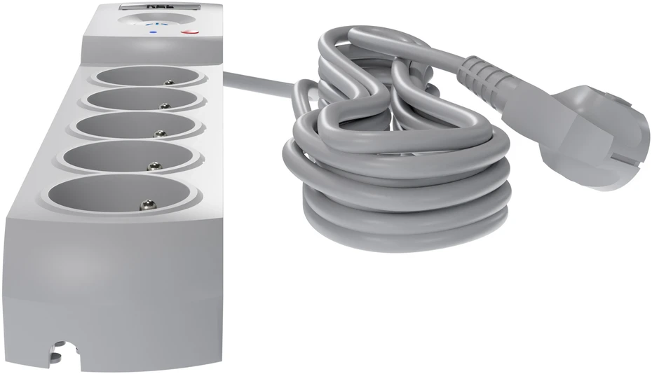 KEL Listwa zasilająca su bezpiecznikiem i układem przeciwprzepięciowym professional, 5 gniazd, 2 porty usb, ilgis 1,5m, 10a, 230v, 2300w, pilka