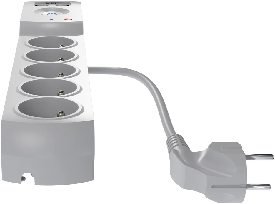 KEL Listwa zasilająca su bezpiecznikiem i układem przeciwprzepięciowym professional, 5 gniazd, 2 porty usb, ilgis 1,5m, 10a, 230v, 2300w, pilka