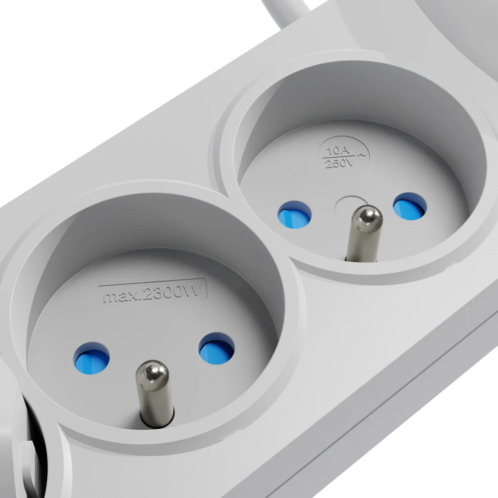 KEL Listwa zasilająca su bezpiecznikiem i układem przeciwprzepięciowym professional, 5 gniazd, 2 porty usb, ilgis 1,5m, 10a, 230v, 2300w, pilka