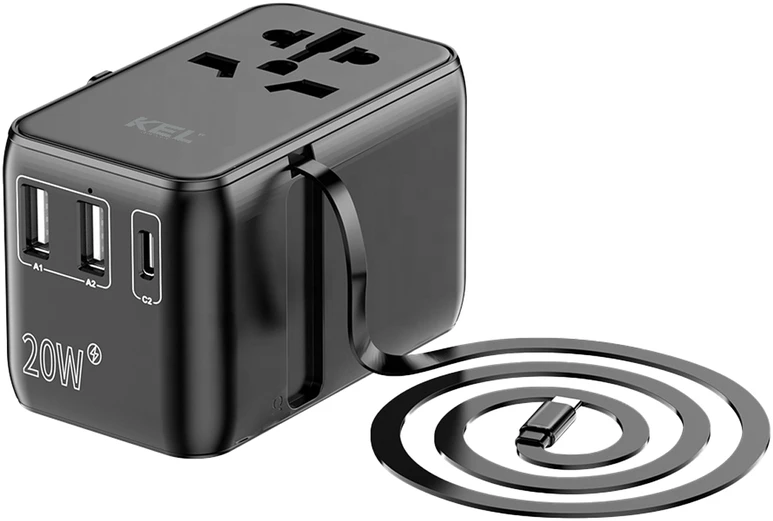 KEL Uniwersalny adapter sieciowy (eu, uk, us, au), szybkie ładowanie pd20w+qc
