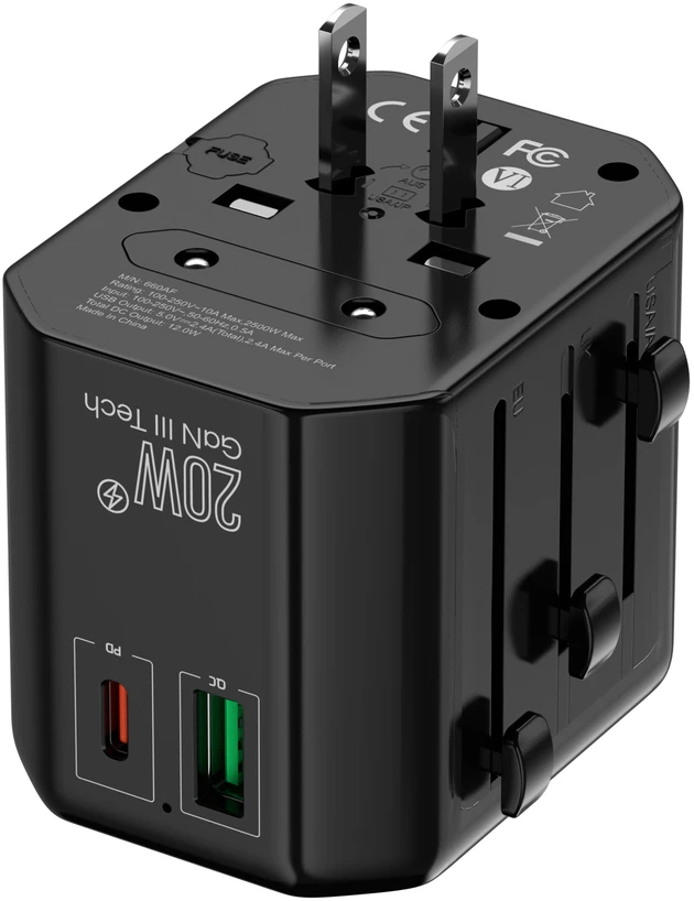 KEL Uniwersalny adapter sieciowy (eu, uk, us, au), szybkie ładowanie pd20w+qc