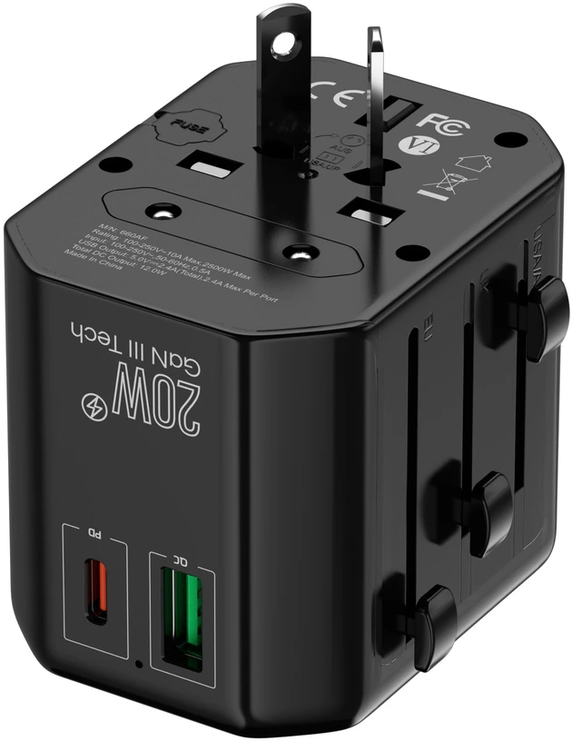 KEL Uniwersalny adapter sieciowy (eu, uk, us, au), szybkie ładowanie pd20w+qc