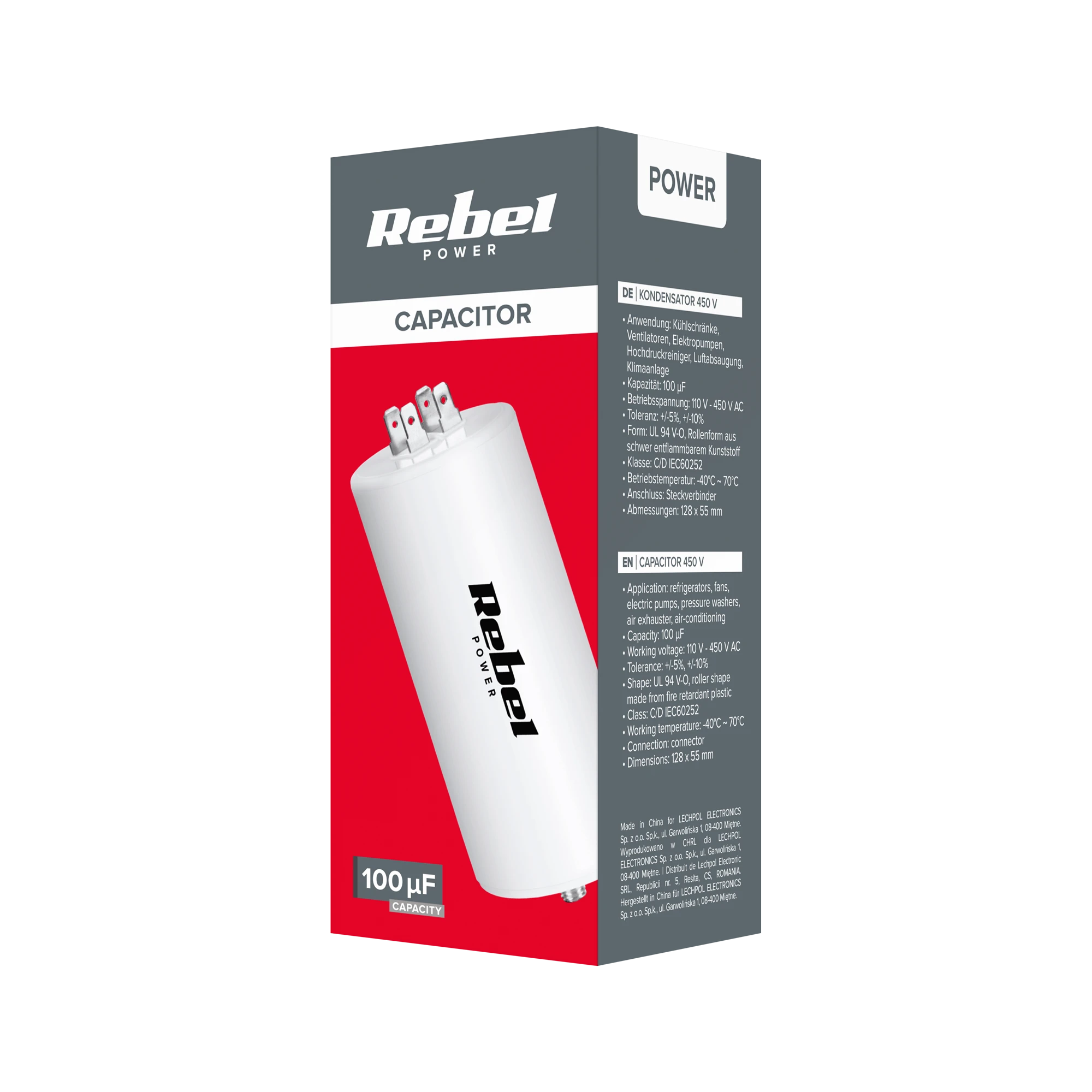 Rebel Kemot Variklio paleidimo kondensatorius 100uF 450V