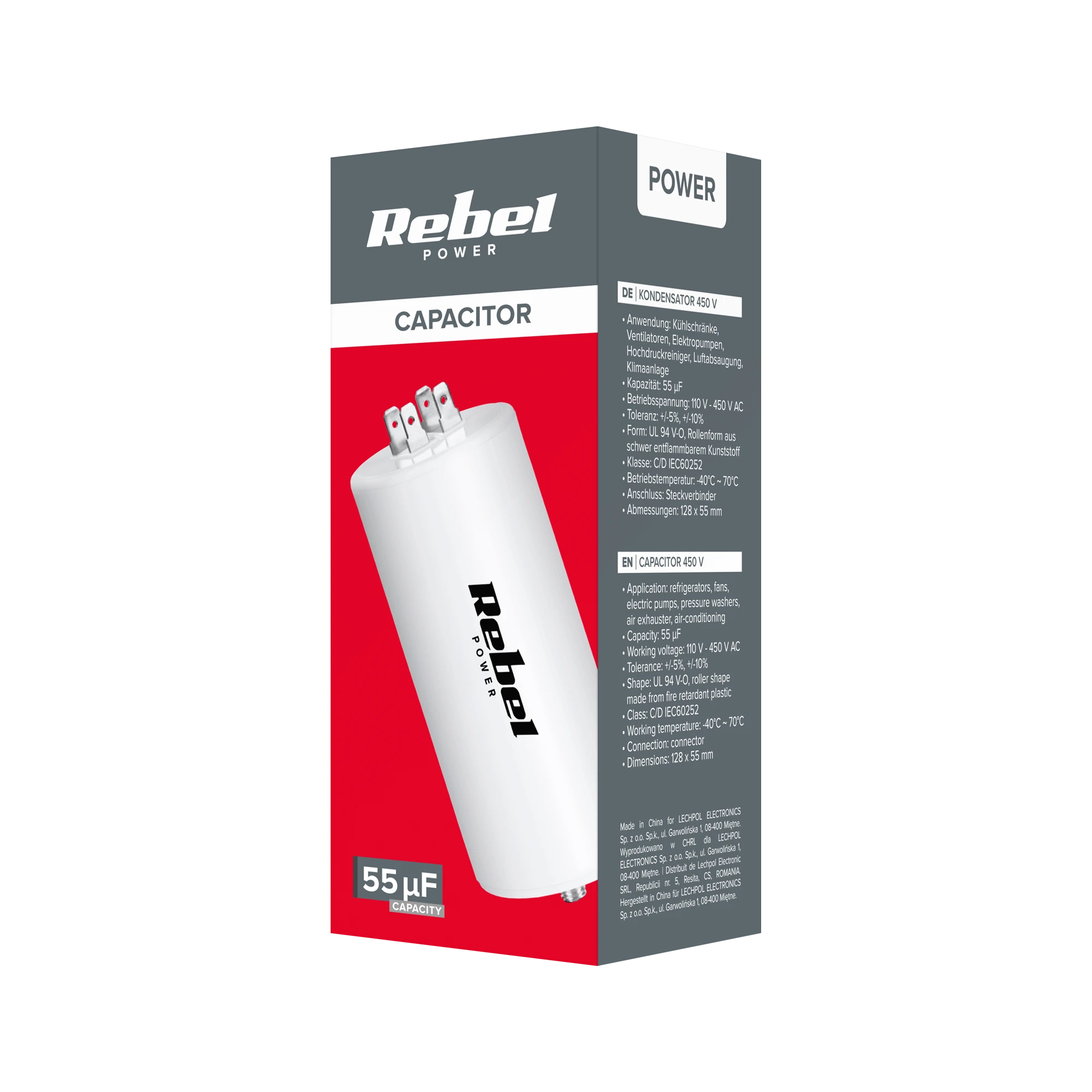 Rebel Kemot Variklio paleidimo kondensatorius 55uF 450V