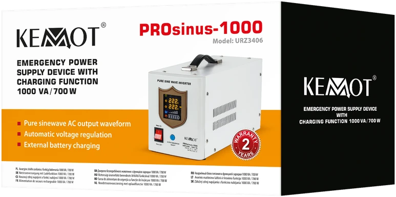 Nepertraukiamo maitinimo šaltinis 700W 12V/230Vac KEMOT PROsinus-700