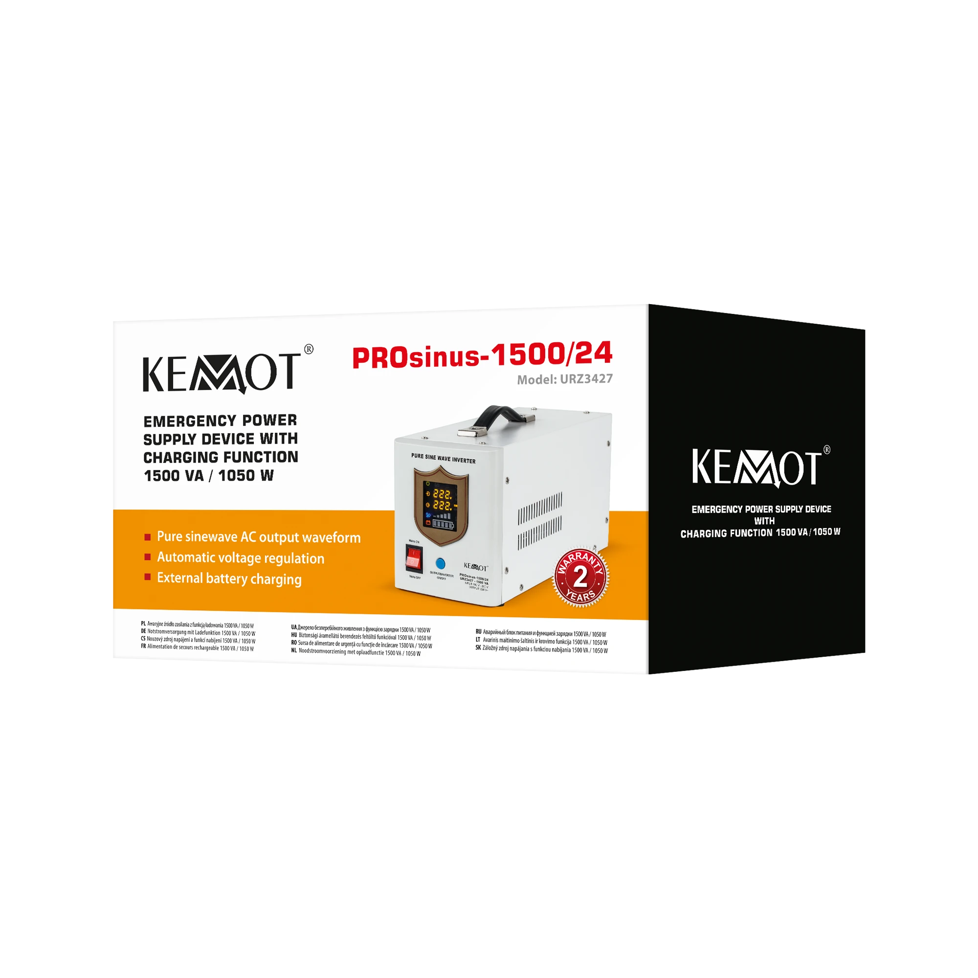 Nepertraukiamo maitinimo šaltinis 24V 230V 1500VA/1050W KEMOT PROsinus 1500