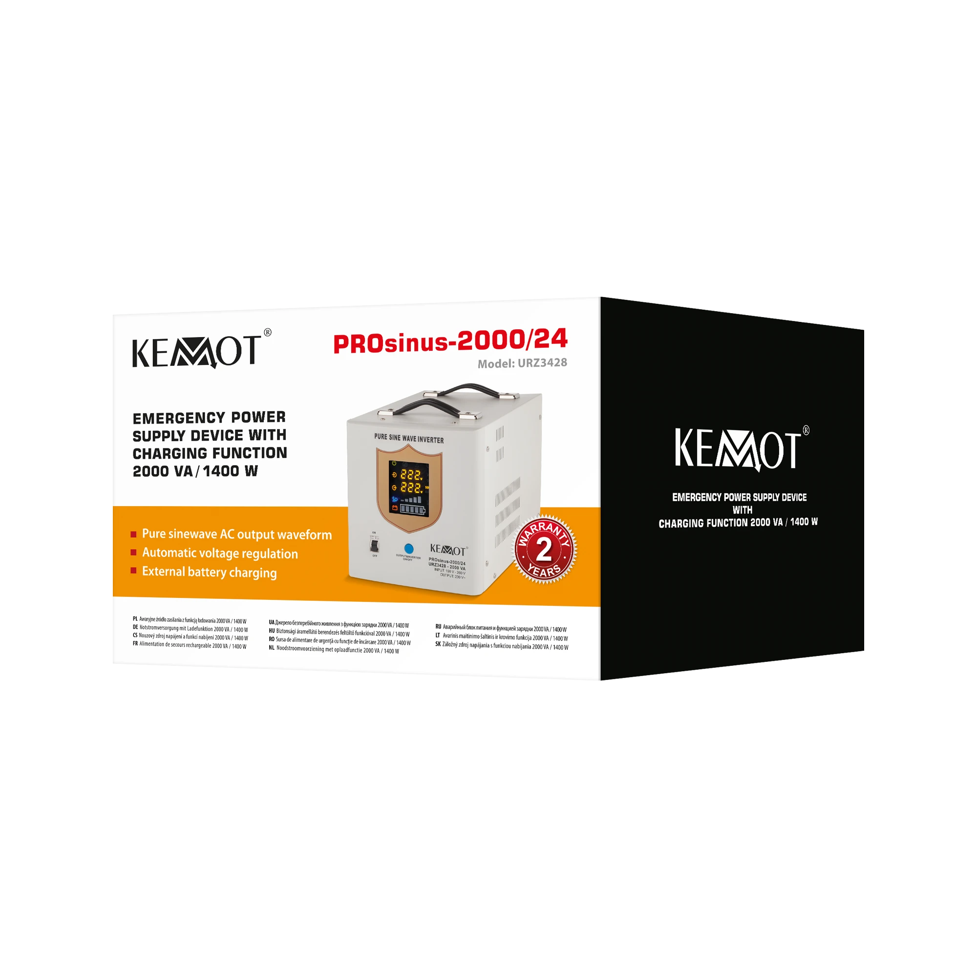 Nepertraukiamo maitinimo šaltinis 24V 230V 2000VA/1400W KEMOT PROsinus 2000