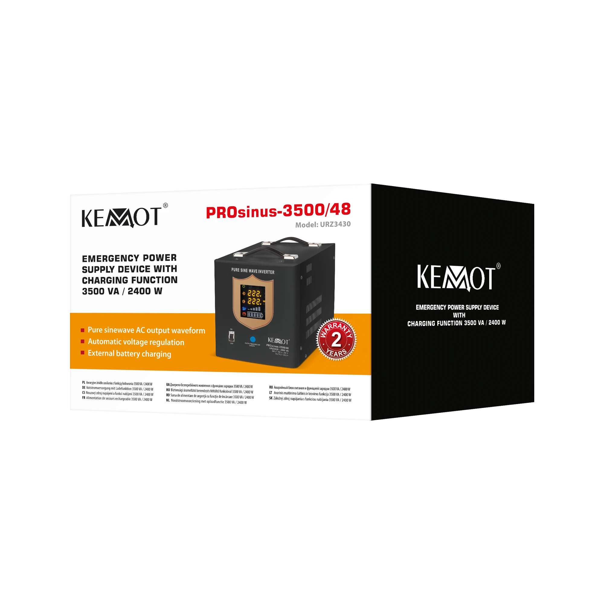 Nepertraukiamo maitinimo šaltinis 48V 230V 3500VA/2400W KEMOT PROsinus 3500