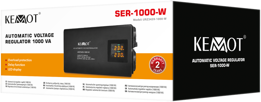 KEMOT SER-1000-W automatinis įtampos stabilizatorius, tikslumas 8%