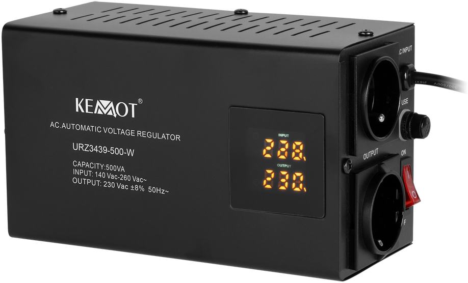 KEMOT SER-500-W automatinis įtampos stabilizatorius, tikslumas 8%