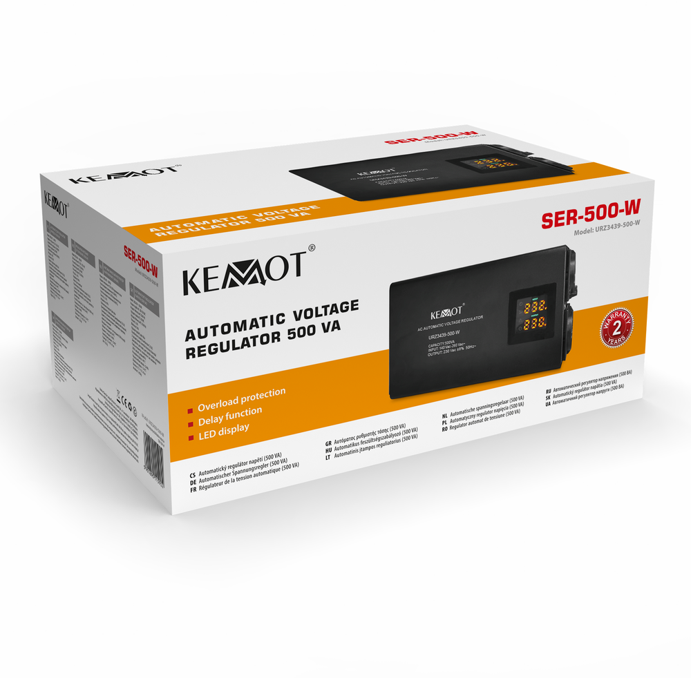 KEMOT SER-500-W automatinis įtampos stabilizatorius, tikslumas 8%